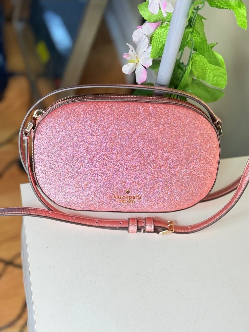 kate spade Pink Glitter Oval Crossbody Bag